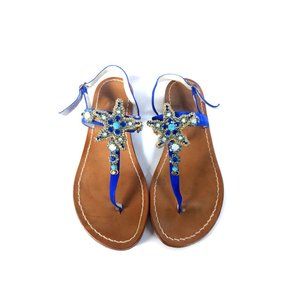 Original OOAK Moda Positano ITALY Handmade Crystal Starfish Sandal SIZE 8.5